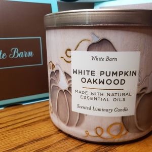 Bath & Body Works / WB White Pumpkin Oakwood Luminary 3-Wick Candle